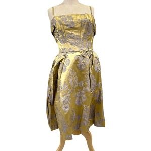1960's Metallic Floral Dress by Lorrie Deb San Francisco Grown
